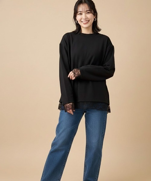 gossip!ロサンゼルス(ゴシップロサンゼルス)の「レースアクセント ロングスリーブTシャツ(Tシャツ/カットソー・レディース・ホワイト/ブラック・M/S/L)」の18枚目の写真
