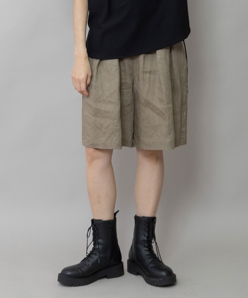 Munich(ミューニック)の「【吸水性】【発散性】40sフレンチリネンワイドハーフパンツ(その他パンツ・レディース・ブラウン/ブラック/ダークベージュ・S)」の10枚目の写真