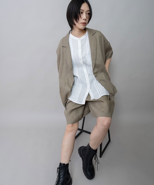 Munich(ミューニック)の「【吸水性】【発散性】40sフレンチリネンワイドハーフパンツ(その他パンツ・レディース・ブラウン/ブラック/ダークベージュ・S)」の18枚目の写真