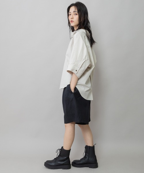 Munich(ミューニック)の「【吸水性】【発散性】40sフレンチリネンワイドハーフパンツ(その他パンツ・レディース・ブラウン/ブラック/ダークベージュ・S)」の6枚目の写真