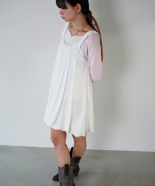 SANSeLF（サンセルフ）の「【SANSeLF】ソフトバルーンノースリーブワンピース saw26s009（ワンピース・レディース・ブラック/ホワイト・FREE）」の7枚目の写真