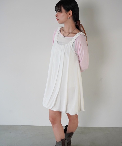 SANSeLF（サンセルフ）の「【SANSeLF】ソフトバルーンノースリーブワンピース saw26s009（ワンピース・レディース・ブラック/ホワイト・FREE）」の8枚目の写真