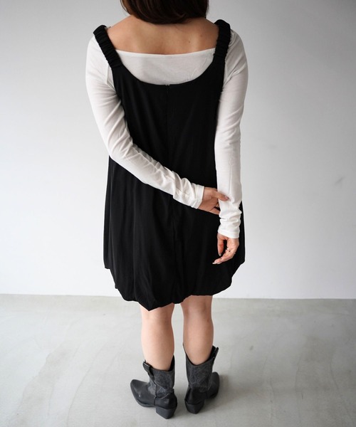 SANSeLF（サンセルフ）の「【SANSeLF】ソフトバルーンノースリーブワンピース saw26s009（ワンピース・レディース・ブラック/ホワイト・FREE）」の10枚目の写真