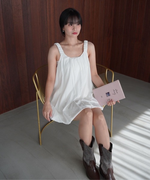 SANSeLF（サンセルフ）の「【SANSeLF】ソフトバルーンノースリーブワンピース saw26s009（ワンピース・レディース・ブラック/ホワイト・FREE）」の14枚目の写真