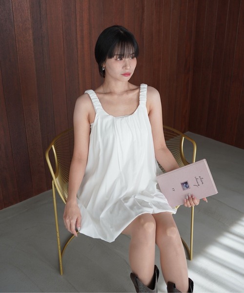 SANSeLF（サンセルフ）の「【SANSeLF】ソフトバルーンノースリーブワンピース saw26s009（ワンピース・レディース・ブラック/ホワイト・FREE）」の15枚目の写真