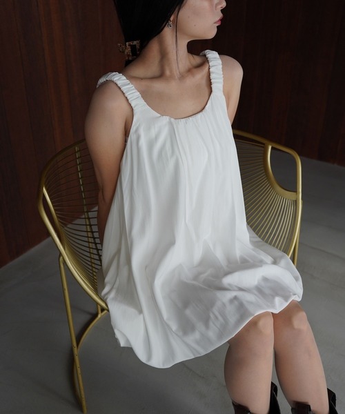 SANSeLF（サンセルフ）の「【SANSeLF】ソフトバルーンノースリーブワンピース saw26s009（ワンピース・レディース・ブラック/ホワイト・FREE）」の16枚目の写真