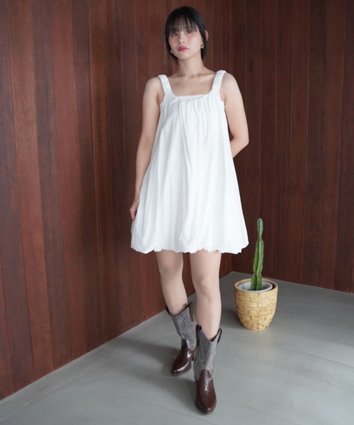 SANSeLF（サンセルフ）の「【SANSeLF】ソフトバルーンノースリーブワンピース saw26s009（ワンピース・レディース・ブラック/ホワイト・FREE）」の18枚目の写真