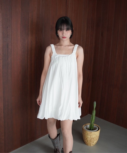 SANSeLF（サンセルフ）の「【SANSeLF】ソフトバルーンノースリーブワンピース saw26s009（ワンピース・レディース・ブラック/ホワイト・FREE）」の19枚目の写真