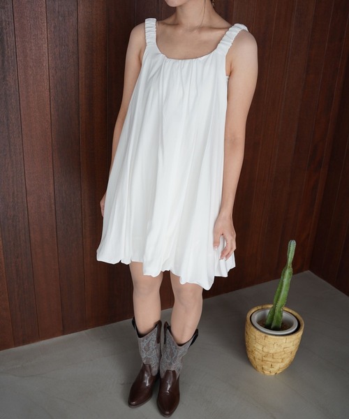 SANSeLF（サンセルフ）の「【SANSeLF】ソフトバルーンノースリーブワンピース saw26s009（ワンピース・レディース・ブラック/ホワイト・FREE）」の20枚目の写真