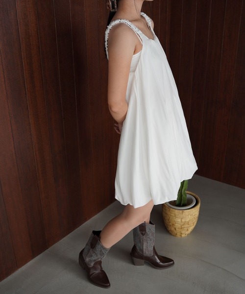 SANSeLF（サンセルフ）の「【SANSeLF】ソフトバルーンノースリーブワンピース saw26s009（ワンピース・レディース・ブラック/ホワイト・FREE）」の21枚目の写真