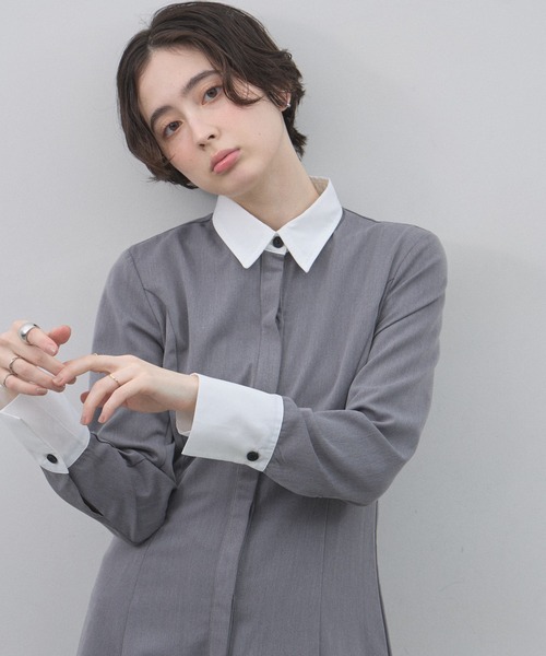 &. NOSTALGIA（アンドドットノスタルジア）の「【ZOZO限定】衿配色ワンピース（ワンピース・レディース・グレー×ホワイト/ブラック×ホワイト・M）」の3枚目の写真