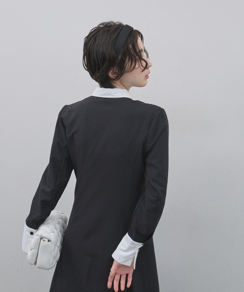 &. NOSTALGIA（アンドドットノスタルジア）の「【ZOZO限定】衿配色ワンピース（ワンピース・レディース・グレー×ホワイト/ブラック×ホワイト・M）」の6枚目の写真