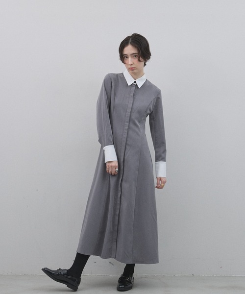 &. NOSTALGIA（アンドドットノスタルジア）の「【ZOZO限定】衿配色ワンピース（ワンピース・レディース・グレー×ホワイト/ブラック×ホワイト・M）」の8枚目の写真
