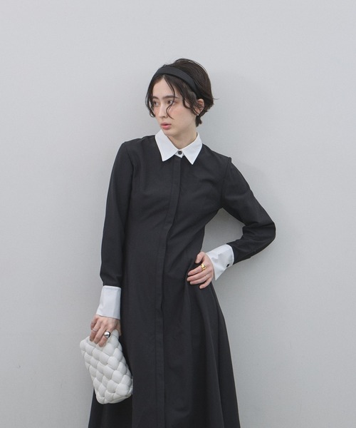 &. NOSTALGIA（アンドドットノスタルジア）の「【ZOZO限定】衿配色ワンピース（ワンピース・レディース・グレー×ホワイト/ブラック×ホワイト・M）」の15枚目の写真