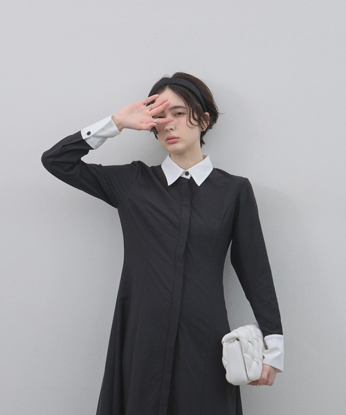 &. NOSTALGIA（アンドドットノスタルジア）の「【ZOZO限定】衿配色ワンピース（ワンピース・レディース・グレー×ホワイト/ブラック×ホワイト・M）」の16枚目の写真