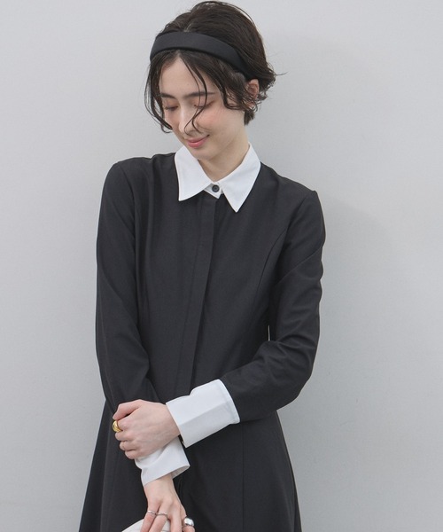 &. NOSTALGIA（アンドドットノスタルジア）の「【ZOZO限定】衿配色ワンピース（ワンピース・レディース・グレー×ホワイト/ブラック×ホワイト・M）」の17枚目の写真