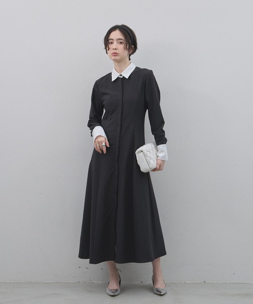 &. NOSTALGIA（アンドドットノスタルジア）の「【ZOZO限定】衿配色ワンピース（ワンピース・レディース・グレー×ホワイト/ブラック×ホワイト・M）」の18枚目の写真