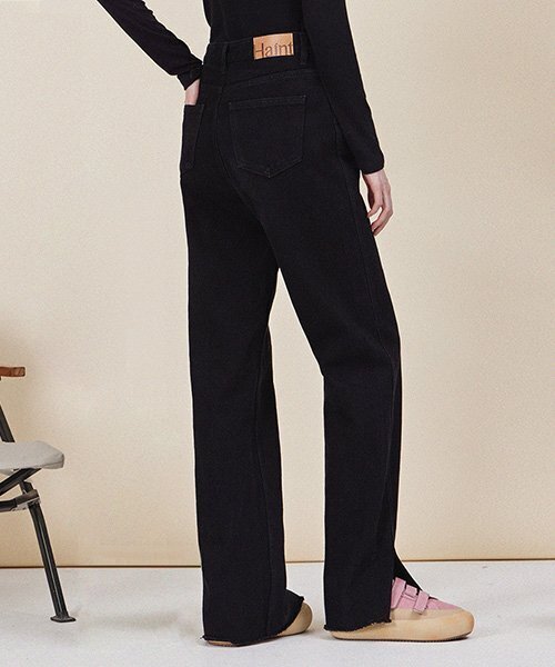HAINT（ヘイント）の「ニクシスリットロングワイドパンツ（デニムパンツ・レディース・ブラック・L/M/S）」の3枚目の写真