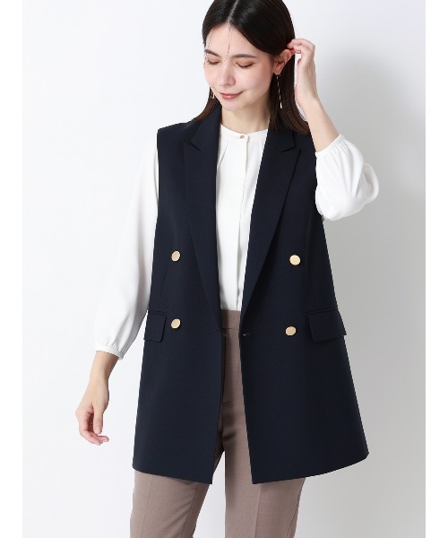 SUIT SQUARE（スーツスクエア）の「フロントタックブラウス 7分袖 ウォッシャブル ジョーゼット 無地（シャツ/ブラウス・レディース・ライトグレー/オフホワイト/ブルー・38(9号)/40(11号)）」の12枚目の写真