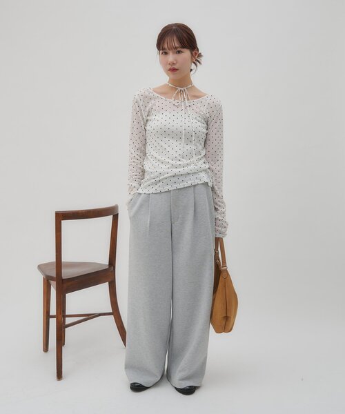 DISCOAT（ディスコート）の「【umm.】チョーカードットロングスリーブ（Tシャツ/カットソー・レディース・ブラック/オフホワイト・FREE）」の5枚目の写真