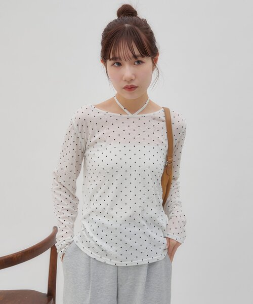 DISCOAT（ディスコート）の「【umm.】チョーカードットロングスリーブ（Tシャツ/カットソー・レディース・ブラック/オフホワイト・FREE）」の9枚目の写真