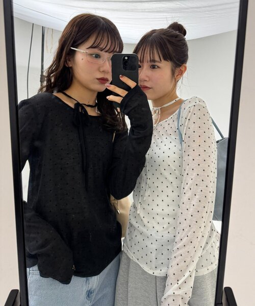 DISCOAT（ディスコート）の「【umm.】チョーカードットロングスリーブ（Tシャツ/カットソー・レディース・ブラック/オフホワイト・FREE）」の13枚目の写真