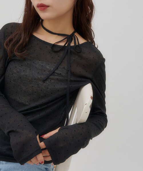 DISCOAT（ディスコート）の「【umm.】チョーカードットロングスリーブ（Tシャツ/カットソー・レディース・ブラック/オフホワイト・FREE）」の15枚目の写真