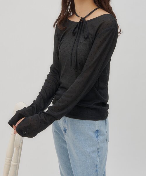 DISCOAT（ディスコート）の「【umm.】チョーカードットロングスリーブ（Tシャツ/カットソー・レディース・ブラック/オフホワイト・FREE）」の16枚目の写真