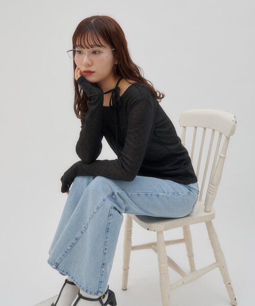 DISCOAT（ディスコート）の「【umm.】チョーカードットロングスリーブ（Tシャツ/カットソー・レディース・ブラック/オフホワイト・FREE）」の17枚目の写真