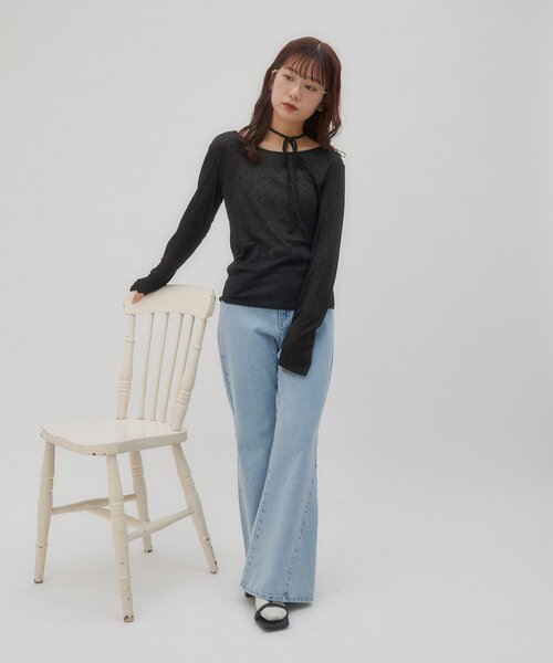 DISCOAT（ディスコート）の「【umm.】チョーカードットロングスリーブ（Tシャツ/カットソー・レディース・ブラック/オフホワイト・FREE）」の18枚目の写真
