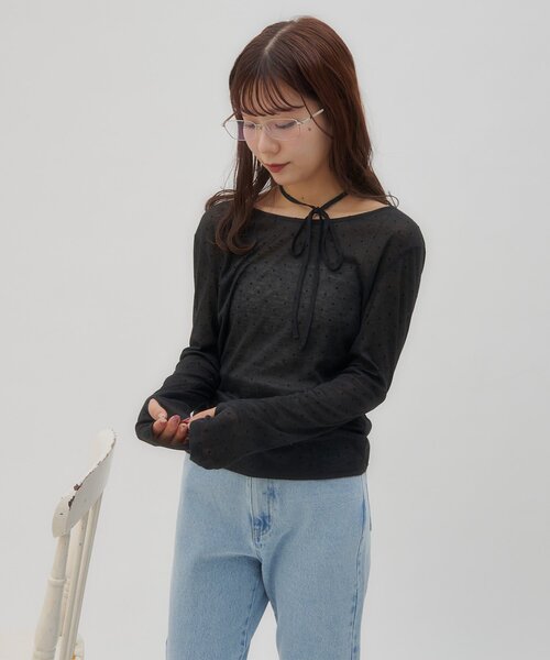 DISCOAT（ディスコート）の「【umm.】チョーカードットロングスリーブ（Tシャツ/カットソー・レディース・ブラック/オフホワイト・FREE）」の20枚目の写真