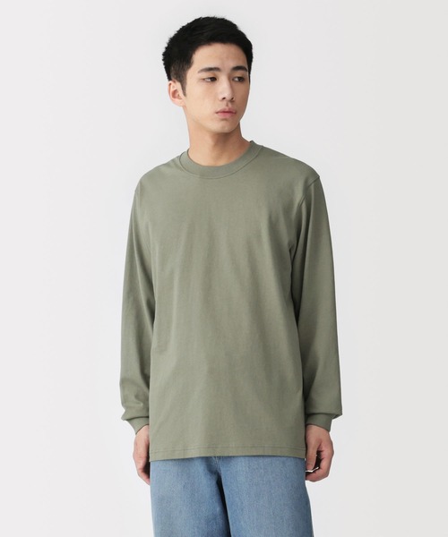 無印良品（ムジルシリョウヒン）の「紳士　洗いざらし太番手クルーネック長袖Ｔシャツ（Tシャツ/カットソー・メンズ・ブラウン系/スモーキーグリーン系/チャコールグレー/ブルー系/ホワイト・L/XL/S/M）」の4枚目の写真