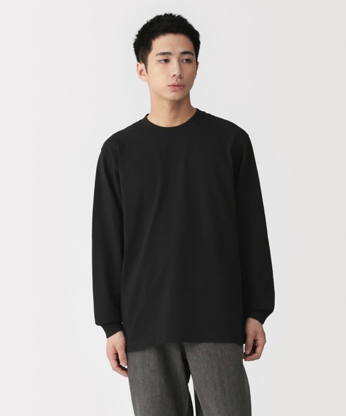 無印良品(ムジルシリョウヒン)の「紳士 洗いざらし太番手クルーネック長袖Tシャツ(Tシャツ/カットソー・メンズ・ブラウン系/スモーキーグリーン系/チャコールグレー/ブルー系/ホワイト/ブラック・L/XL/S/M)」の3枚目の写真
