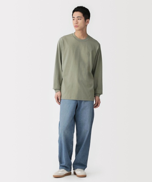 無印良品（ムジルシリョウヒン）の「紳士　洗いざらし太番手クルーネック長袖Ｔシャツ（Tシャツ/カットソー・メンズ・ブラウン系/スモーキーグリーン系/チャコールグレー/ブルー系/ホワイト・L/XL/S/M）」の10枚目の写真