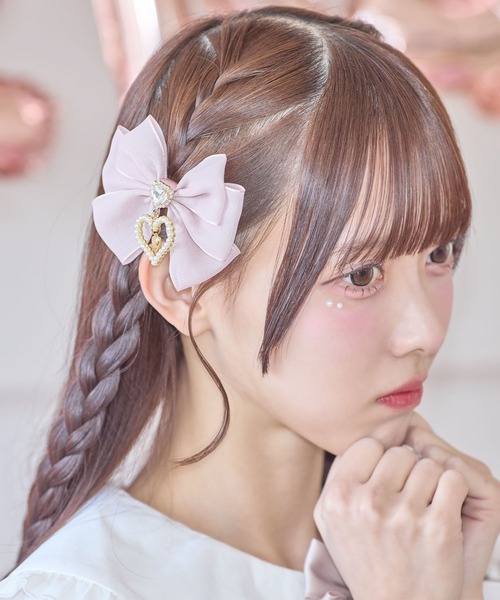 ROJITA（ロジータ）の「シフォンリボンクリップセット（バレッタ/ヘアクリップ・レディース・ブラック/ピンク・FREE）」の2枚目の写真