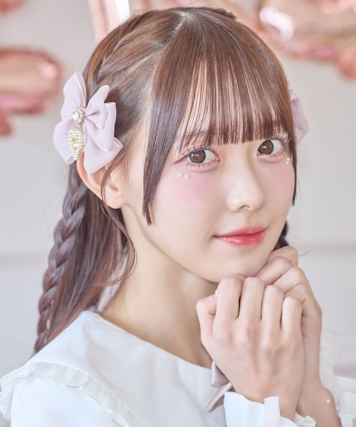 ROJITA（ロジータ）の「シフォンリボンクリップセット（バレッタ/ヘアクリップ・レディース・ブラック/ピンク・FREE）」の4枚目の写真