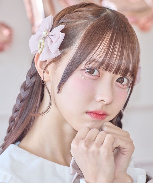 ROJITA（ロジータ）の「シフォンリボンクリップセット（バレッタ/ヘアクリップ・レディース・ブラック/ピンク・FREE）」の6枚目の写真