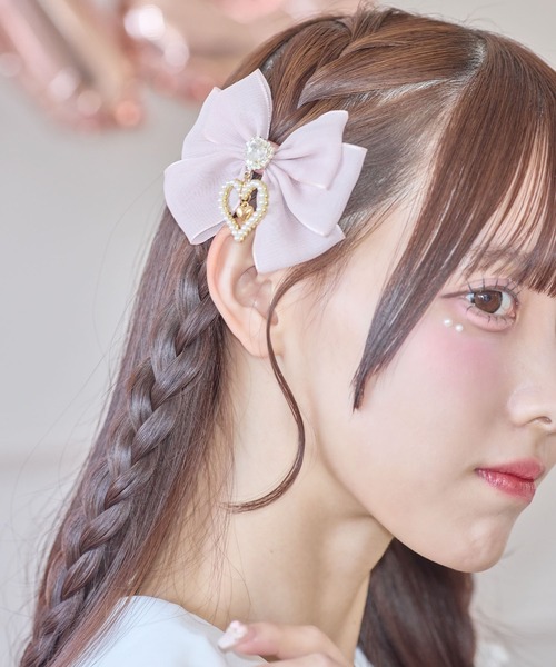 ROJITA（ロジータ）の「シフォンリボンクリップセット（バレッタ/ヘアクリップ・レディース・ブラック/ピンク・FREE）」の3枚目の写真