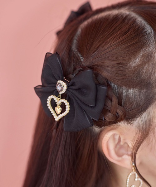 ROJITA（ロジータ）の「シフォンリボンクリップセット（バレッタ/ヘアクリップ・レディース・ブラック/ピンク・FREE）」の8枚目の写真