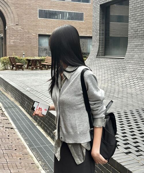 MONGDOL（モンドル）の「ウールカシミヤラウンドネックカーディガングレーMDCD026GRAY（カーディガン/ボレロ・レディース・その他・MEDIUM/SMALL）」の13枚目の写真