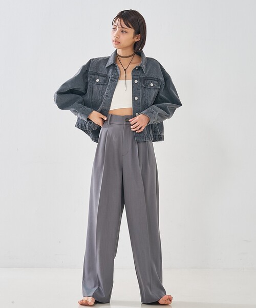 abahouse mavie（アバハウスマヴィ）の「【オリジナル】デニムショートジャケット/バルーン袖/長袖/羽織/春服（デニムジャケット・レディース・グレー/ライトブルー/サックスブルー・フリー）」の12枚目の写真