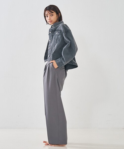 abahouse mavie（アバハウスマヴィ）の「【オリジナル】デニムショートジャケット/バルーン袖/長袖/羽織/春服（デニムジャケット・レディース・グレー/ライトブルー/サックスブルー・フリー）」の13枚目の写真