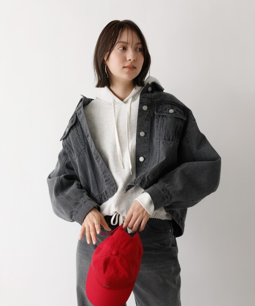 abahouse mavie（アバハウスマヴィ）の「【オリジナル】デニムショートジャケット/バルーン袖/長袖/羽織/春服（デニムジャケット・レディース・グレー/ライトブルー/サックスブルー・フリー）」の17枚目の写真