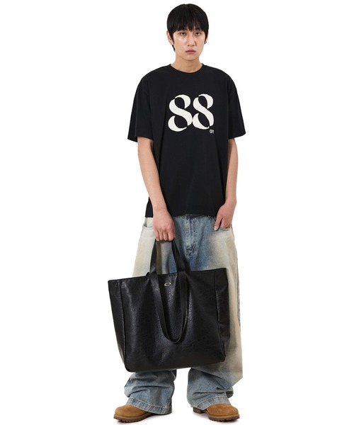 OY（オーワイ）の「『OY/オーワイ』CROSSLINE STUD TOTE BAG/クロスラインスタッズトートバッグ（トートバッグ・メンズ・ブラック・FREE）」の6枚目の写真