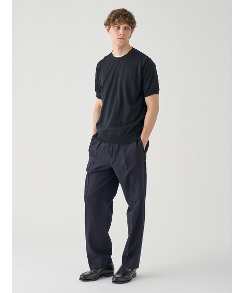 JOHN SMEDLEY(ジョンスメドレー)の「ウォッシュドウールホップサック テーパードトラウザー(その他パンツ・メンズ・ネイビー・2/3)」の3枚目の写真