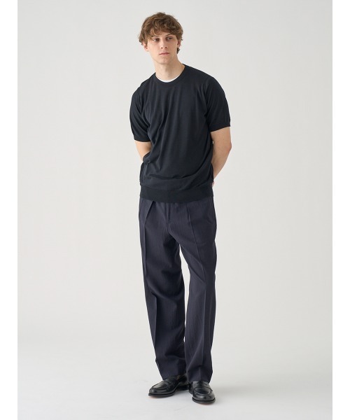 JOHN SMEDLEY(ジョンスメドレー)の「ウォッシュドウールホップサック テーパードトラウザー(その他パンツ・メンズ・ネイビー・2/3)」の4枚目の写真