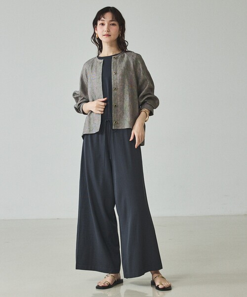 qualite(カリテ)の「【接触冷感】レーヨンストレッチオールインワン/春服/夏服/オフィスカジュアル(ワンピース・レディース・チャコールグレー/グレー・38/36)」の5枚目の写真
