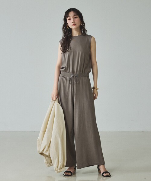 qualite(カリテ)の「【接触冷感】レーヨンストレッチオールインワン/春服/夏服/オフィスカジュアル(ワンピース・レディース・チャコールグレー/グレー・38/36)」の8枚目の写真