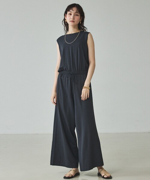 qualite(カリテ)の「【接触冷感】レーヨンストレッチオールインワン/春服/夏服/オフィスカジュアル(ワンピース・レディース・チャコールグレー/グレー・38/36)」の13枚目の写真