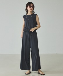 qualite | 【接触冷感】レーヨンストレッチオールインワン/春服/夏服/オフィスカジュアル(ワンピース)